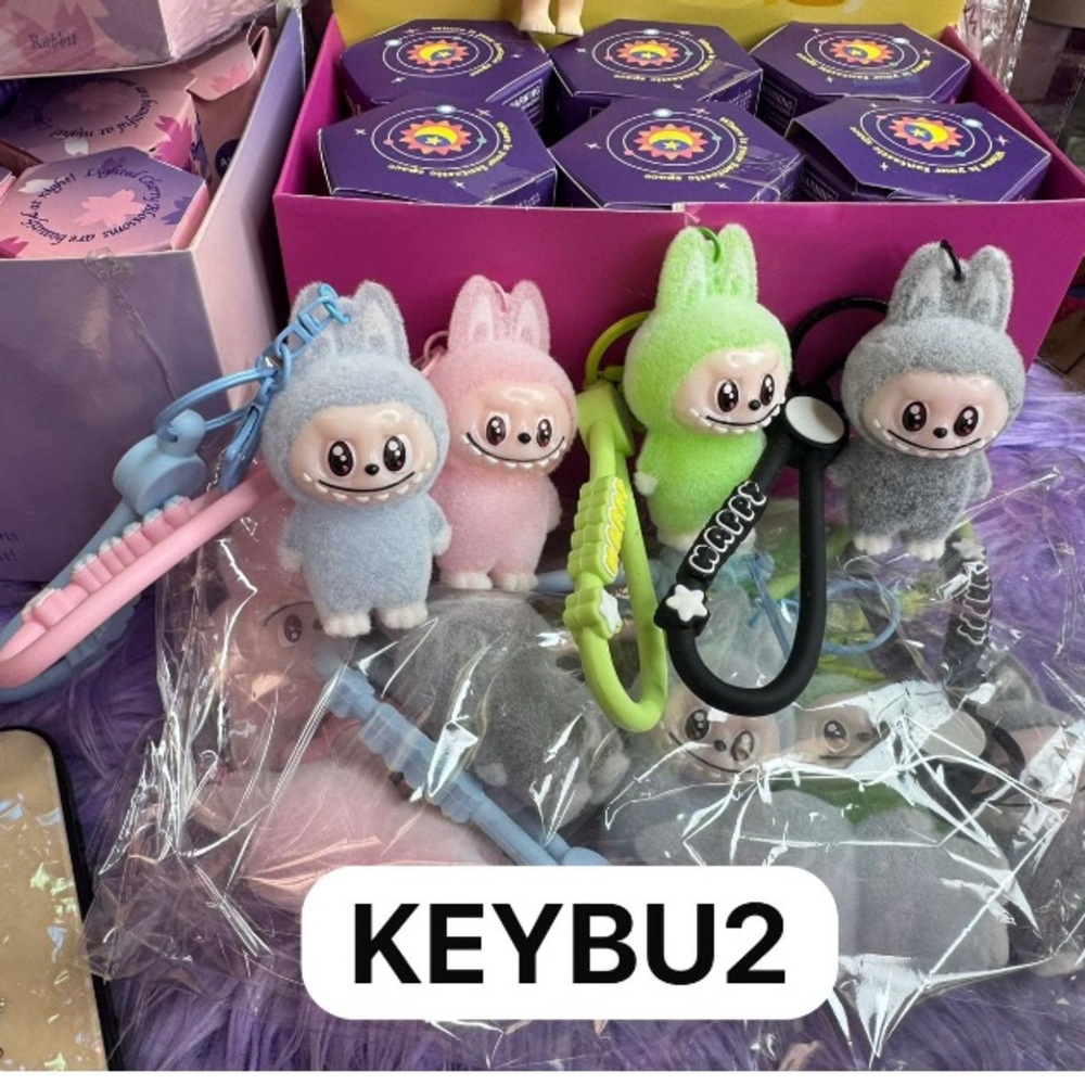 Charming Blue and Pink Plush Animal Accessories Keychain